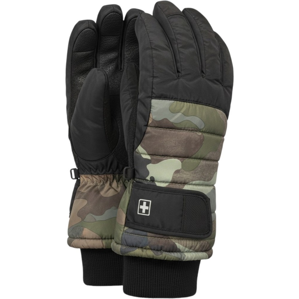 Swiss Tech Mens Camo Winter Ski Gloves Black Green L XL Insulated Puffer Padded